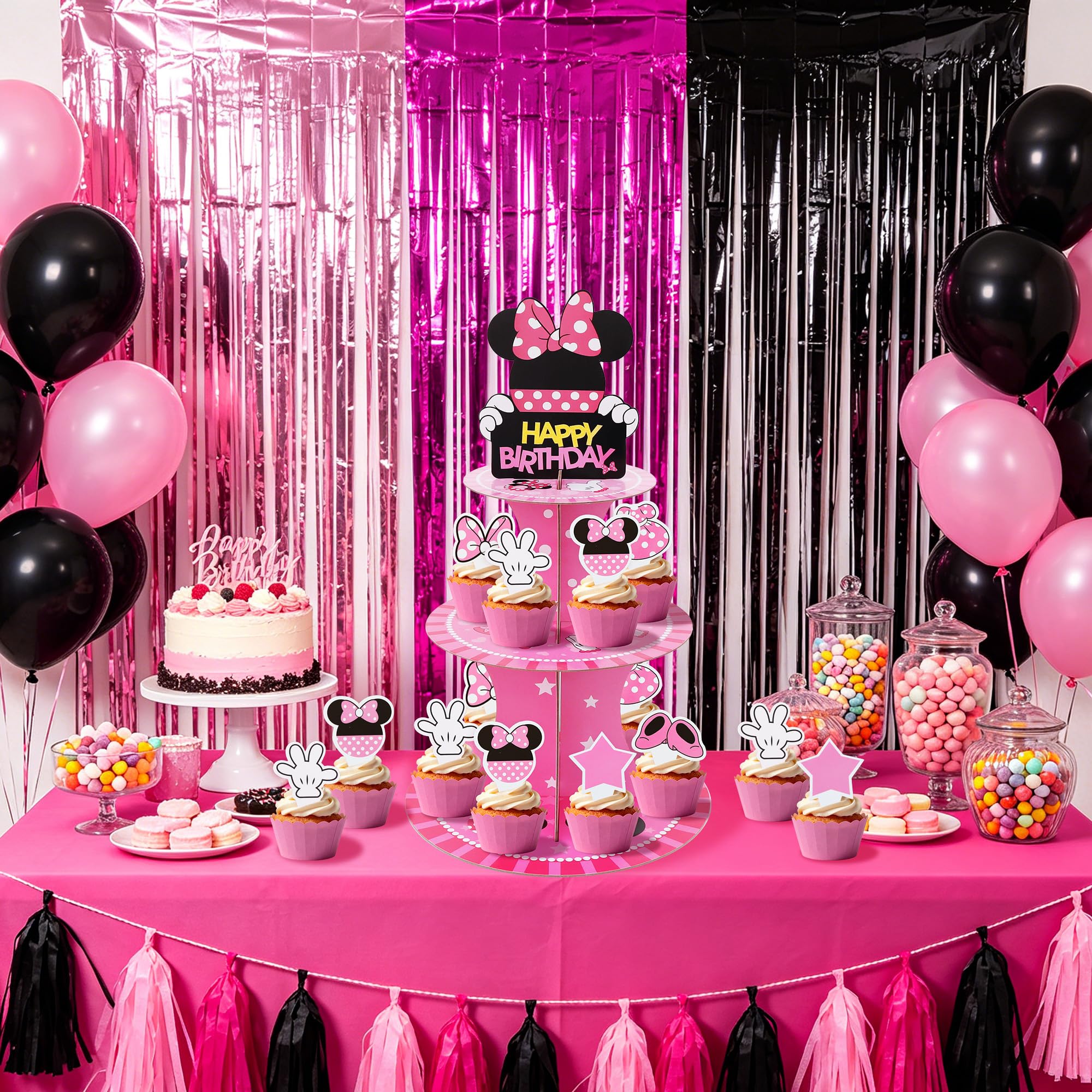 Pink and black BEISHIDA 3-tier cupcake stand packaging