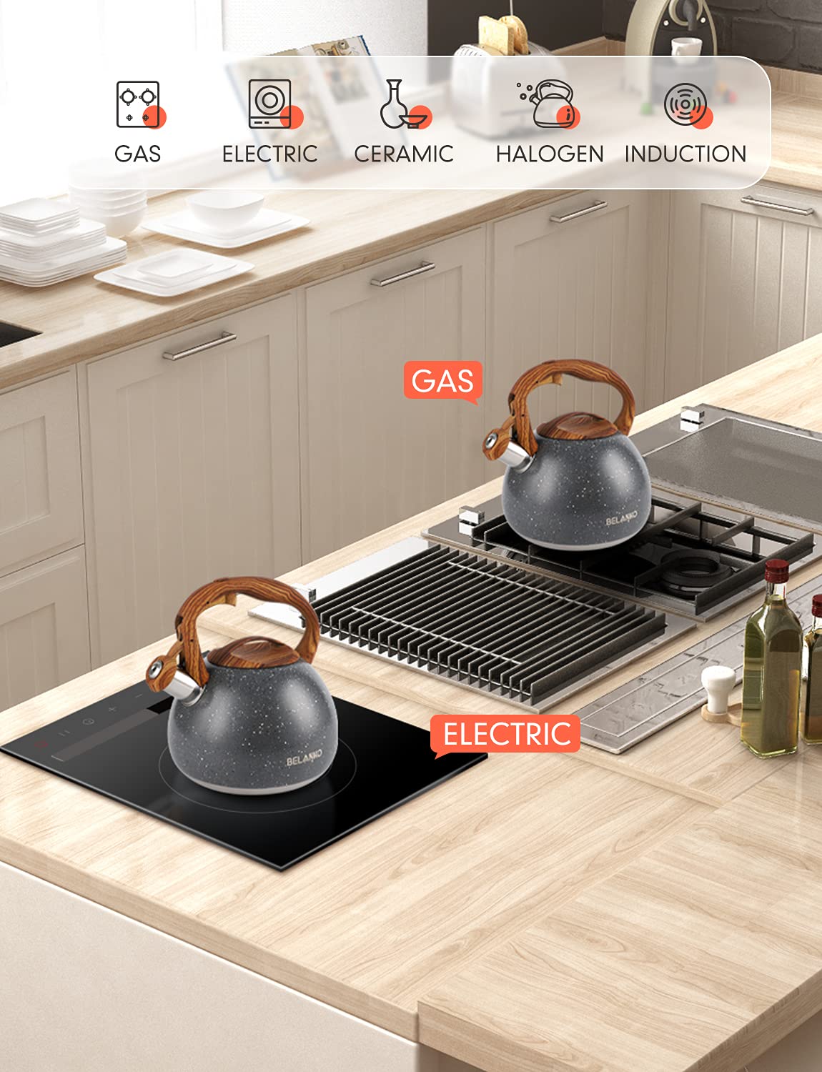 Gas electric halogen stove compatible BELANKO kettle