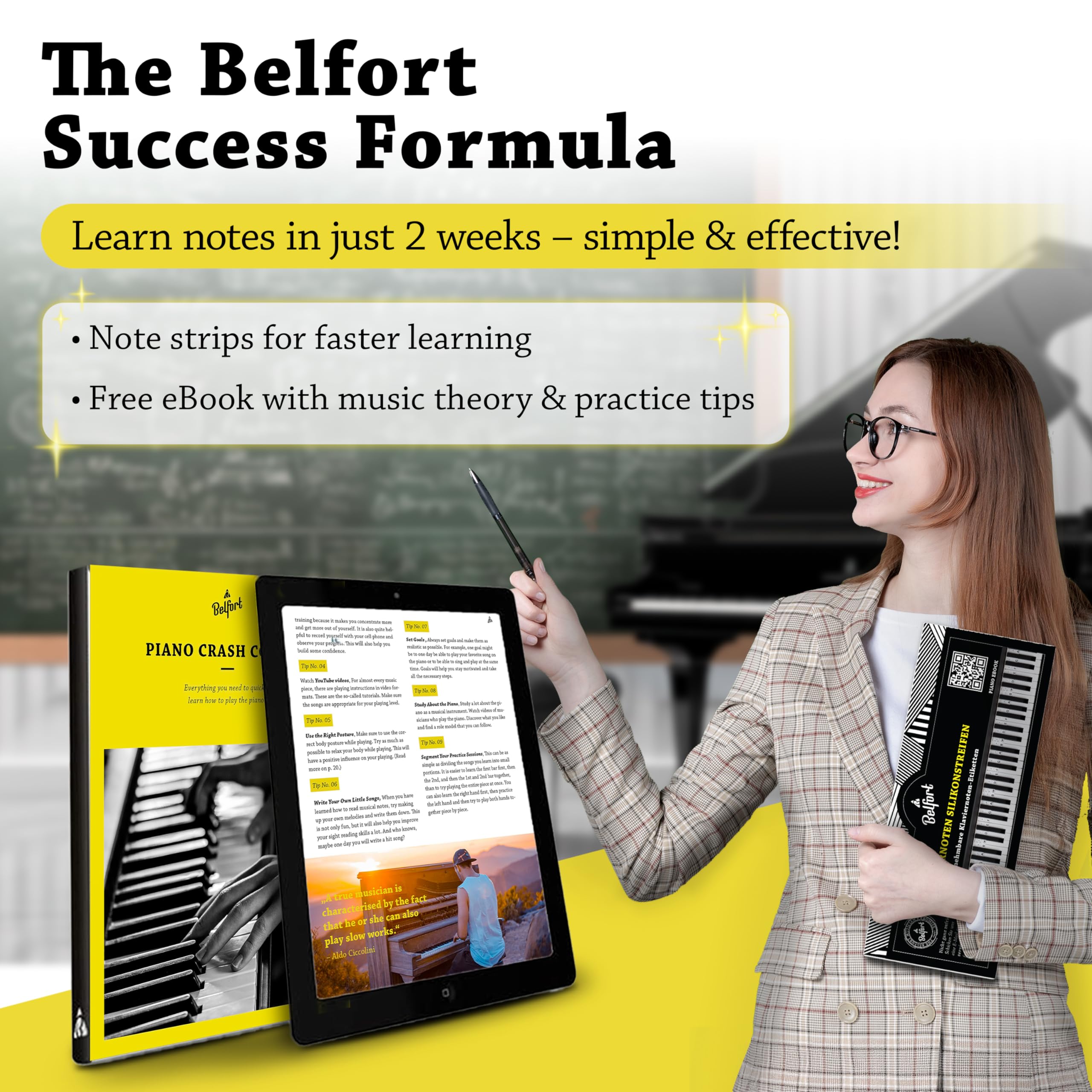 BELFORT 88-key piano note labels silicone kit