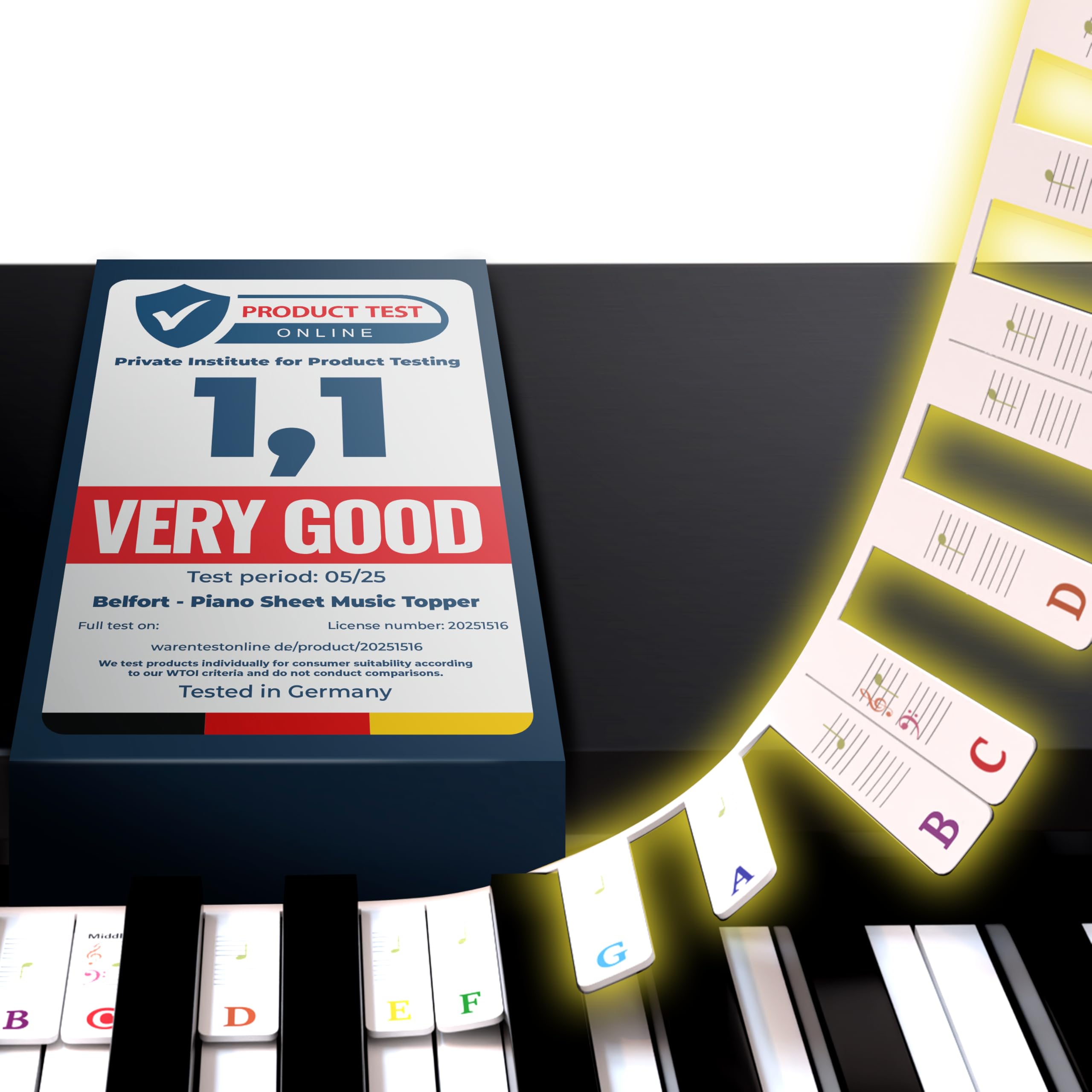 BELFORT removable piano note labels multicolor silicone 88 keys