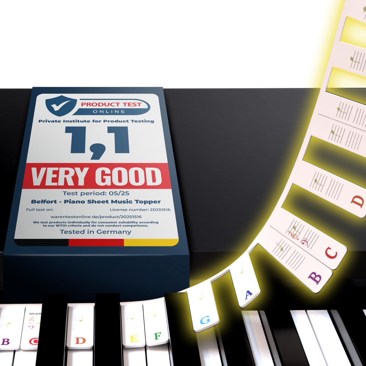 BELFORT removable piano note labels multicolor silicone 88 keys