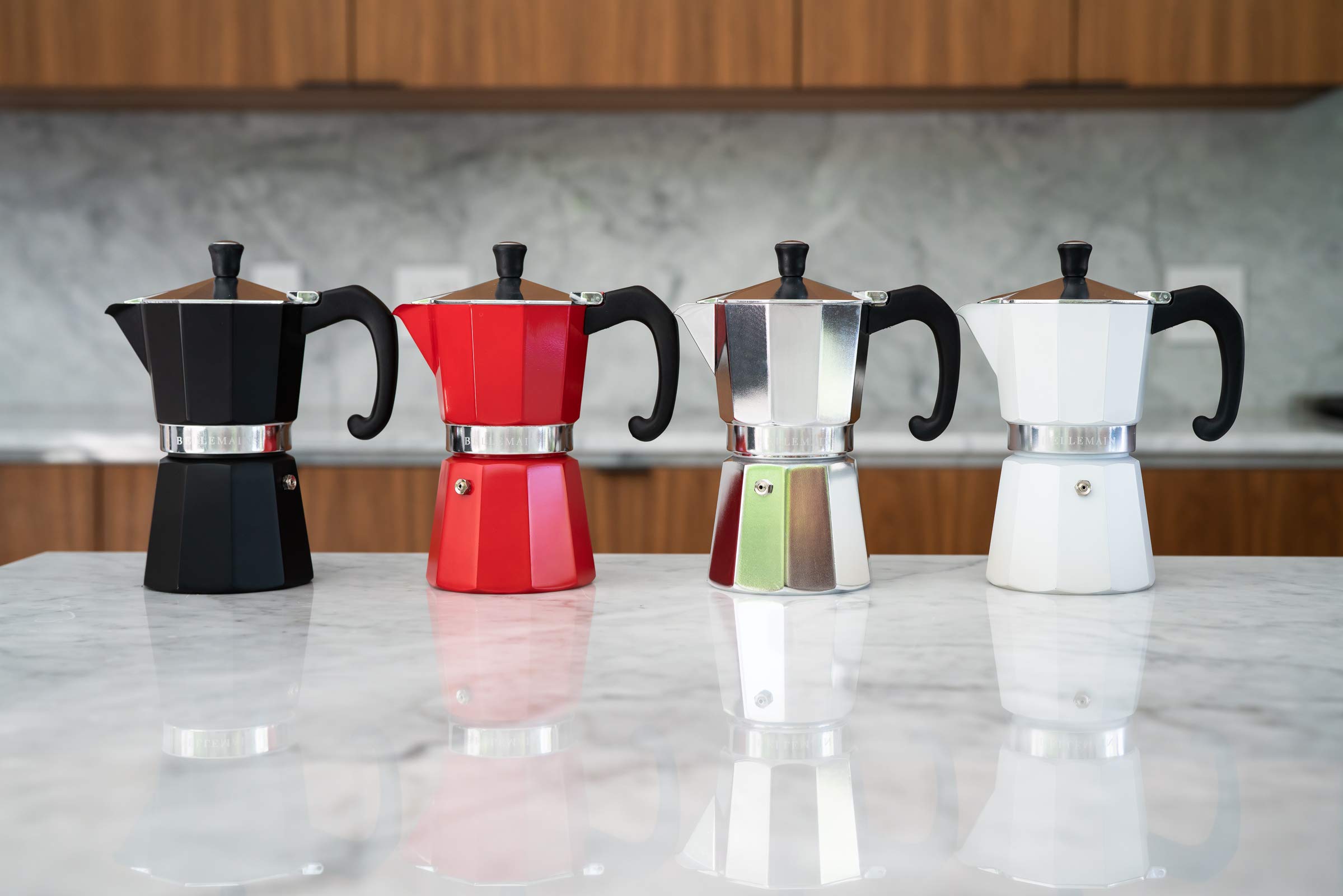 Bellemain moka pot 6 cup aluminum silver finish