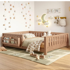 Built in bookshelf on Montessori bed