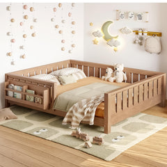 Bellemave full size floor bed built in bookshelf