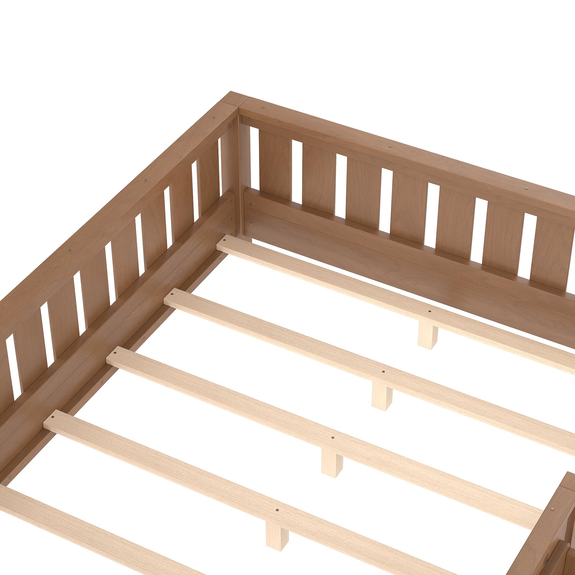 Natural finish full size floor bed image