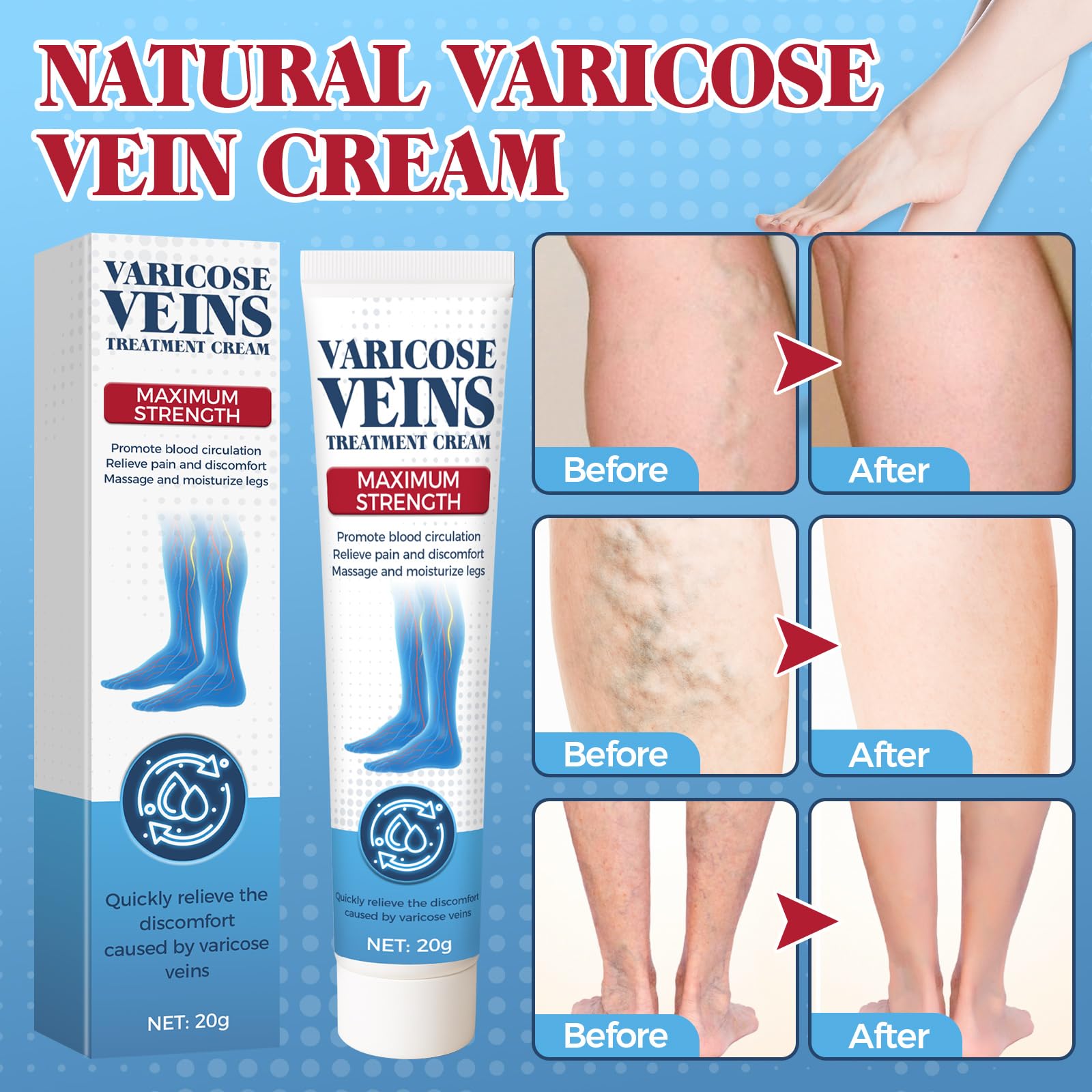 Bellisinno relaxing leg cream bottle on countertop