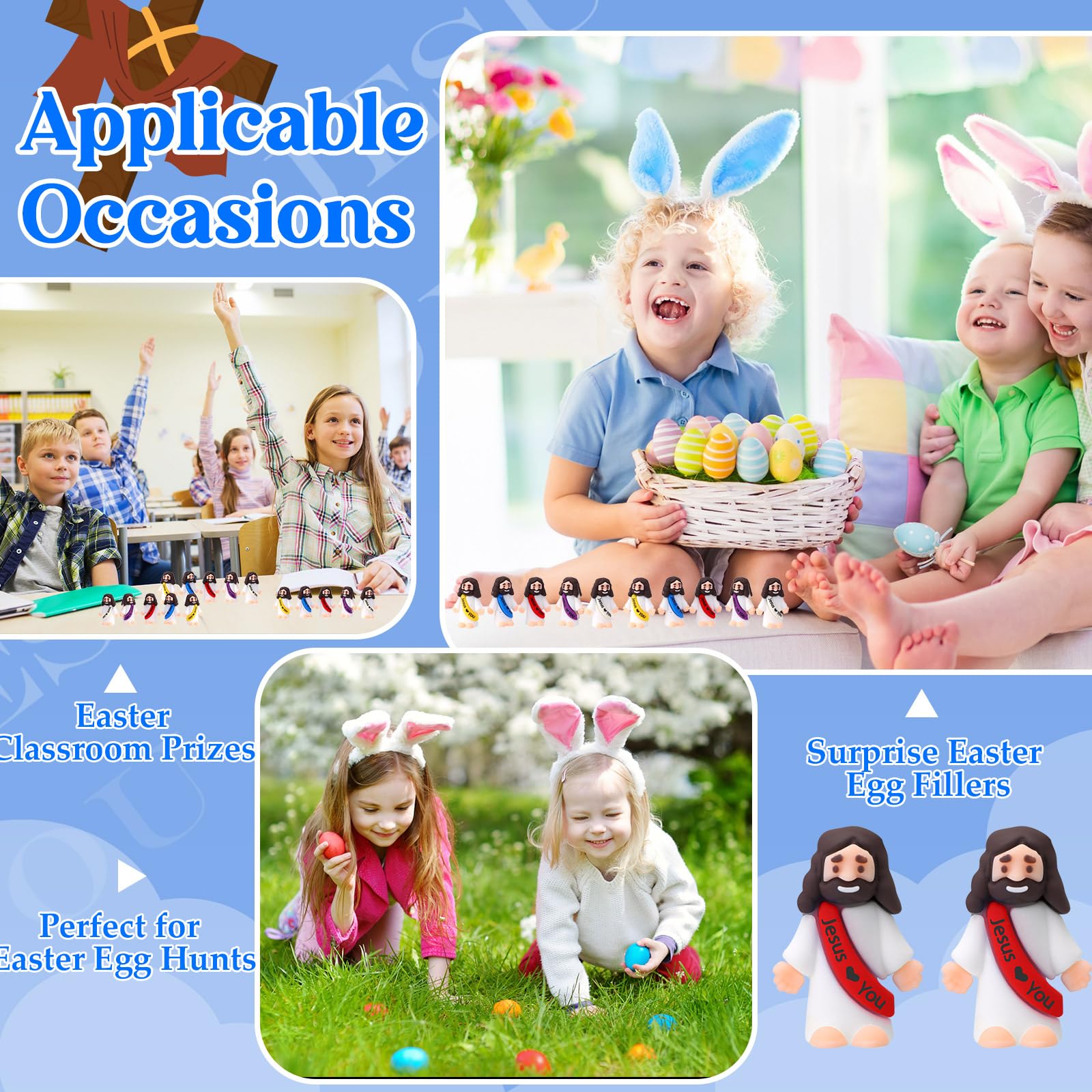 Compact 1.2 x 1.4 inch Jesus figurines for Easter baskets