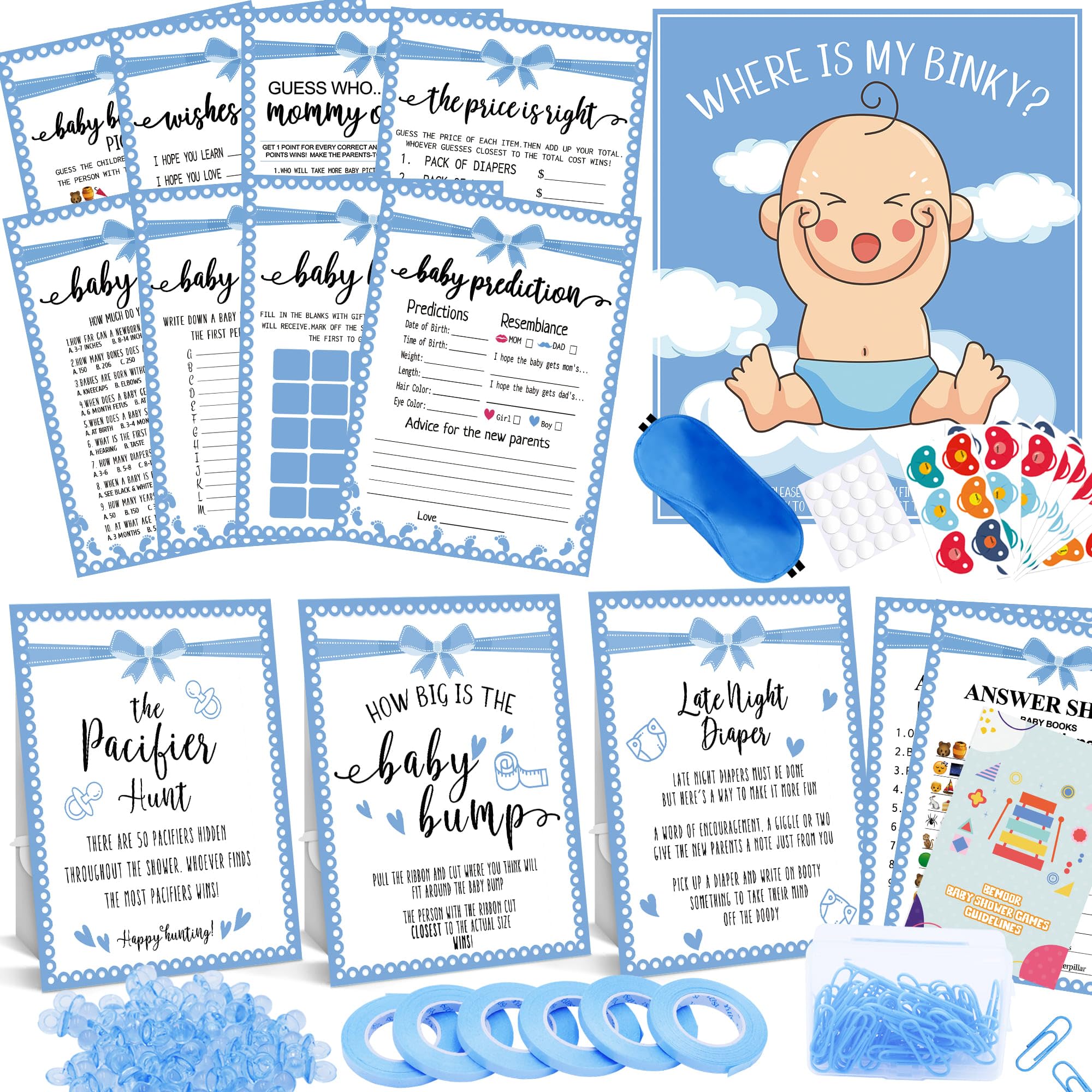 Bemoor baby shower games boy blue theme kit