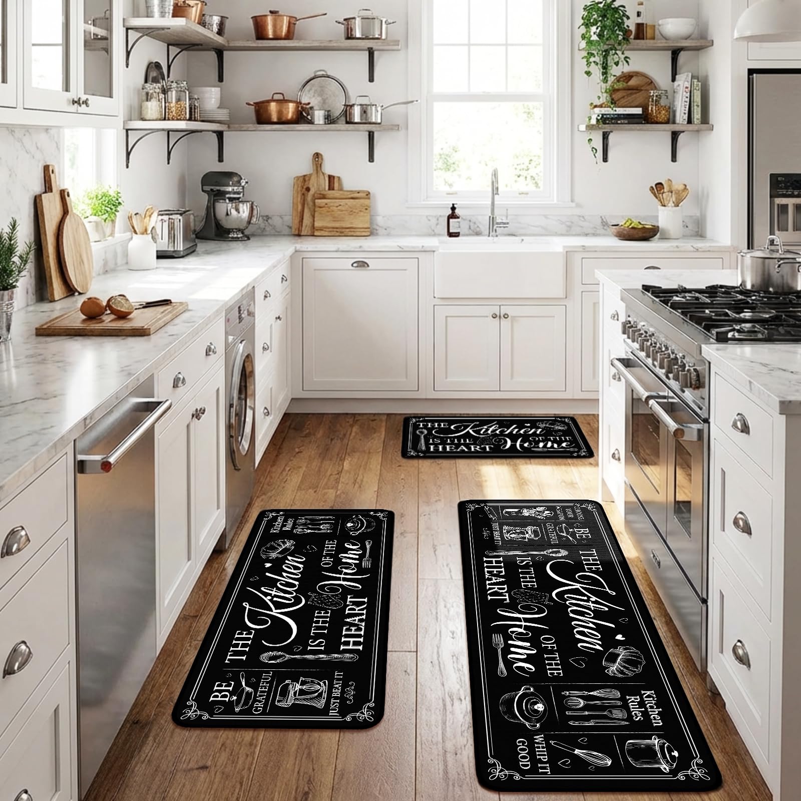 black kitchen mats set for home decor