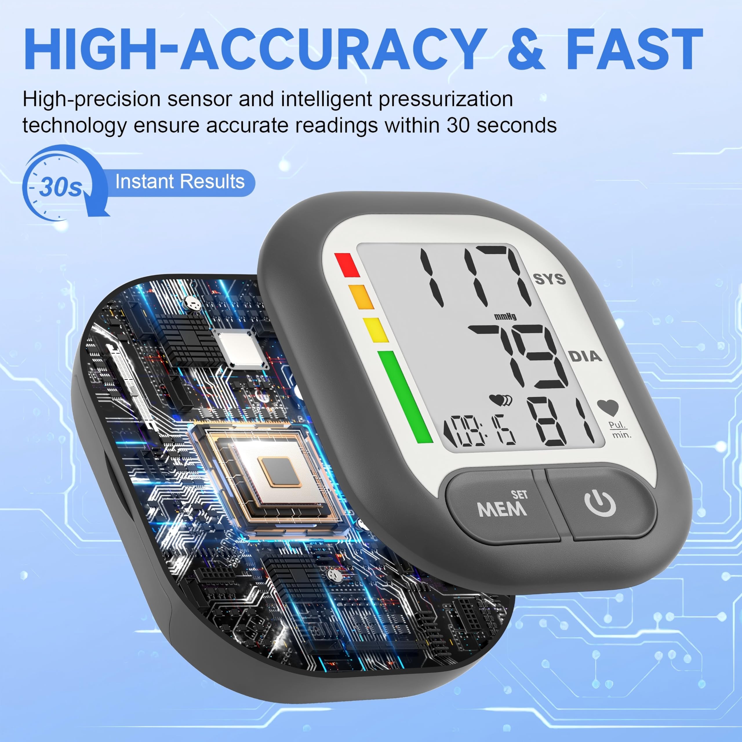 Memory feature showing 199 measurements on BENECEN BP monitor