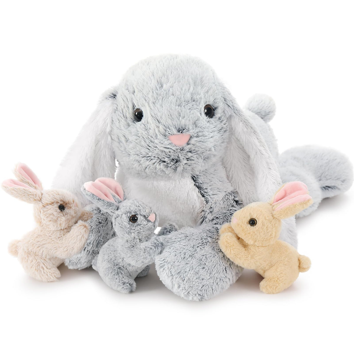 BENINY 4 Pcs Bunny stuffed animal set mommy bunny with 3 babies
