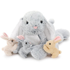 BENINY 4 Pcs Bunny stuffed animal set mommy bunny with 3 babies