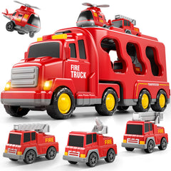 Bennol 5 in 1 Fire Truck Toys main transport engine and helicopter