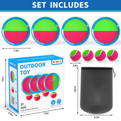 Velcro ball catch game for kids outdoors with paddles and balls