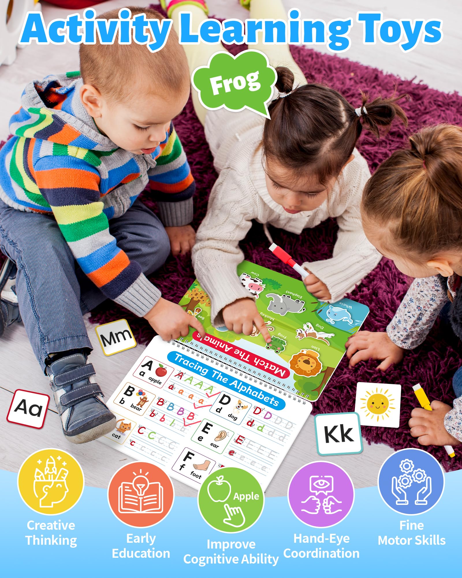 Busy Book features 15 themes and 15 drawing pages with 8 colored pens