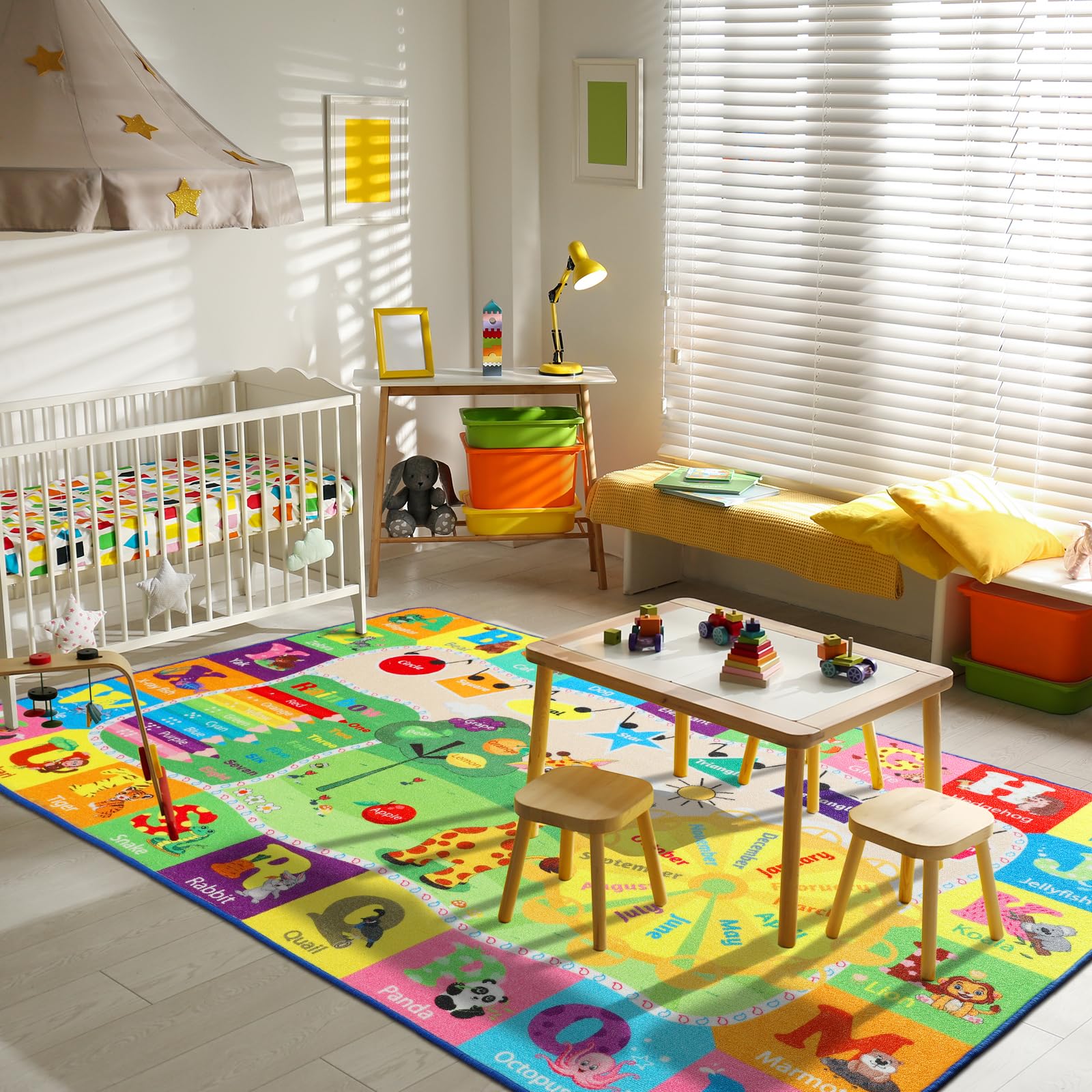 BENRON 4x6 Kids Rug double antiskid backing with nylon and TPR