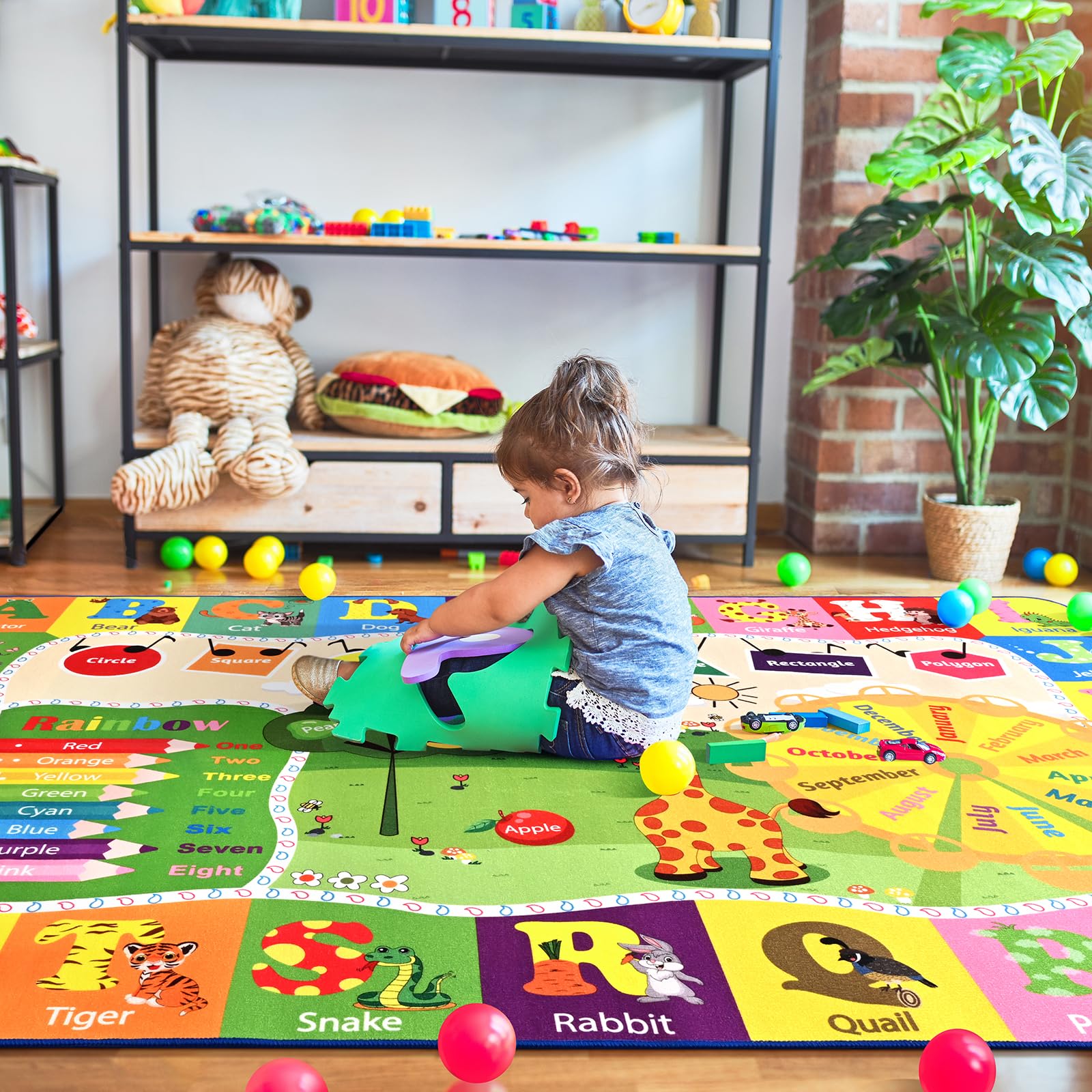 BENRON 4x6 Kids Rug spot clean vacuum and machine wash color retention