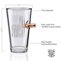 Made in USA BenShot pint glass 16oz
