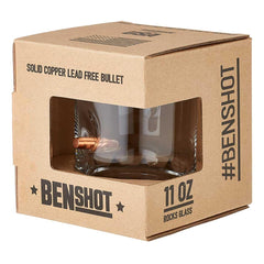 Close up of real .308 bullet in BenShot Merica Rocks Glass 11oz