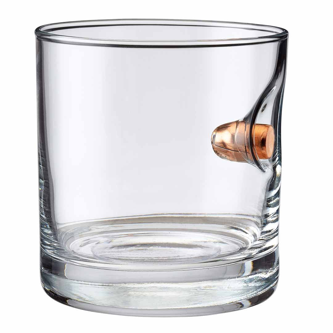 BenShot rocks glass with real 0.45ACP bullet embedded