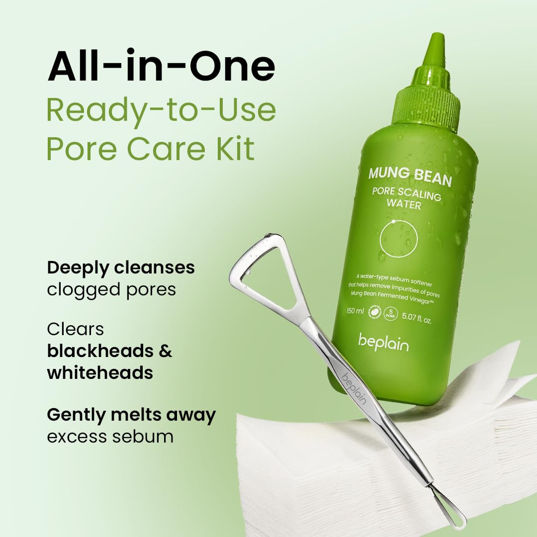 beplain mung bean sebum softener with cotton pads