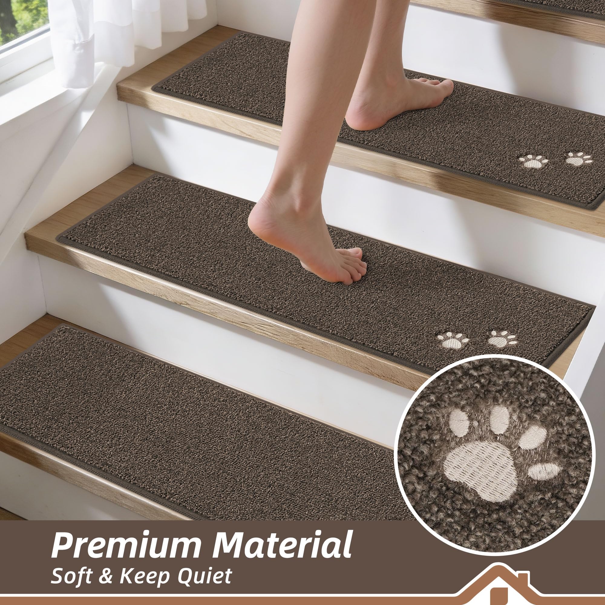 15pcs brown stair treads for wooden stairs