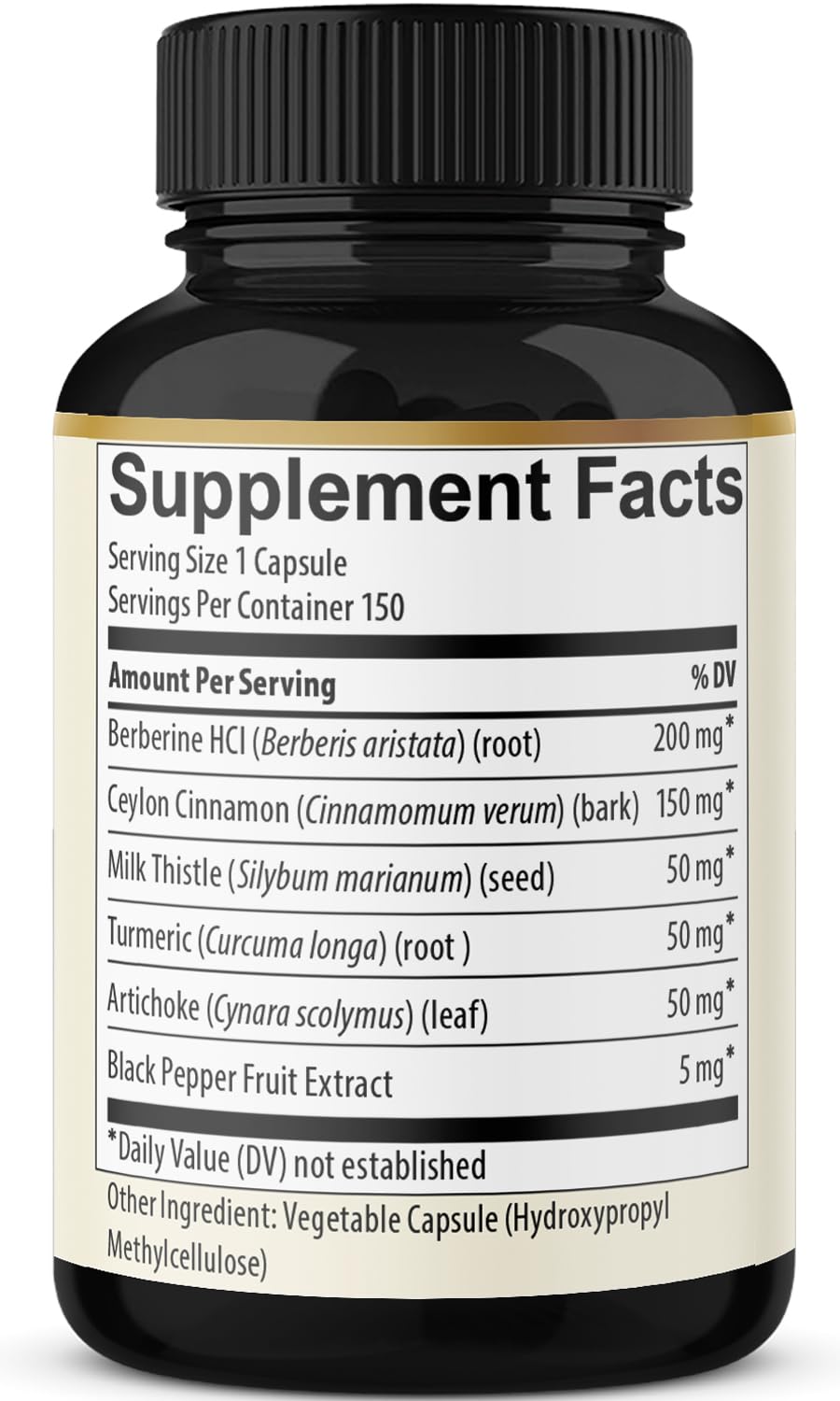 Dietary supplement packaging showing Berberine Cinnamon blend