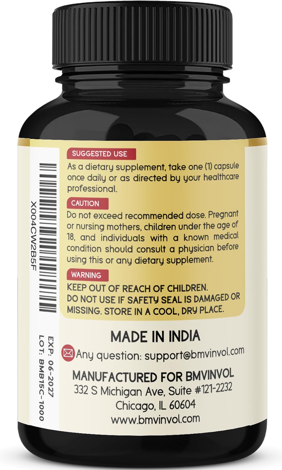 Non-GMO Gluten Free Third Party Tested label on bottle