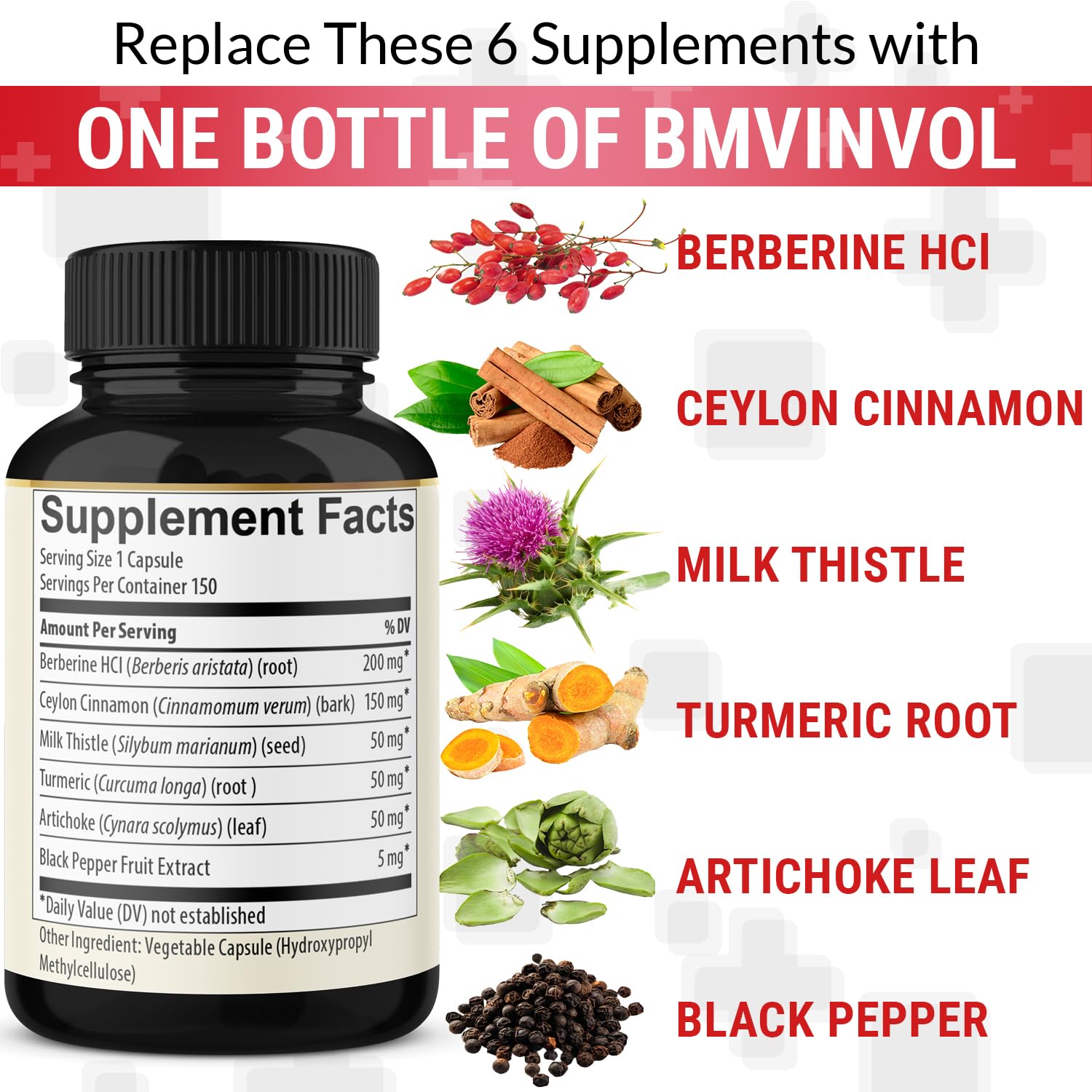 Berberine HCl Artichoke Black Pepper capsules