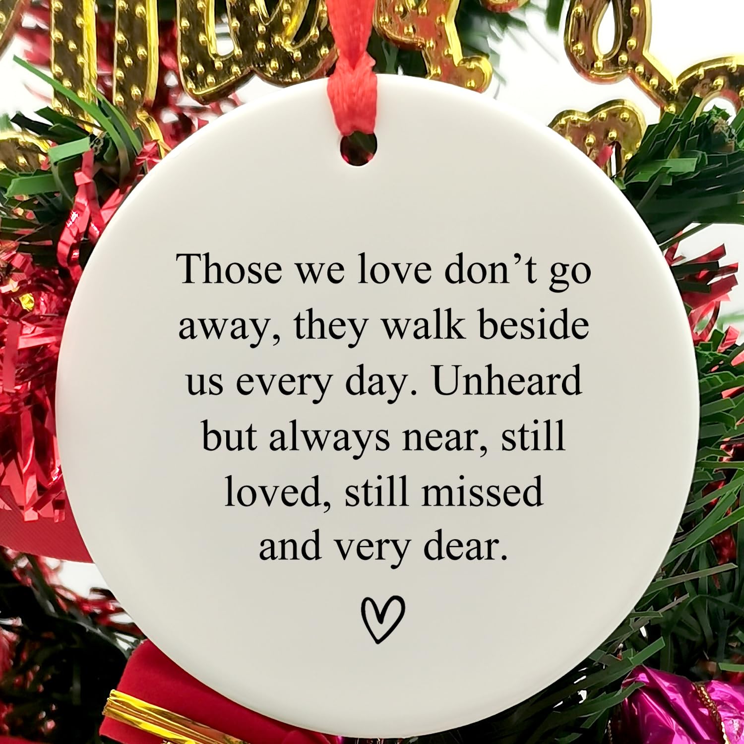Bereavement memorial ornament ceramic white double sided UV print