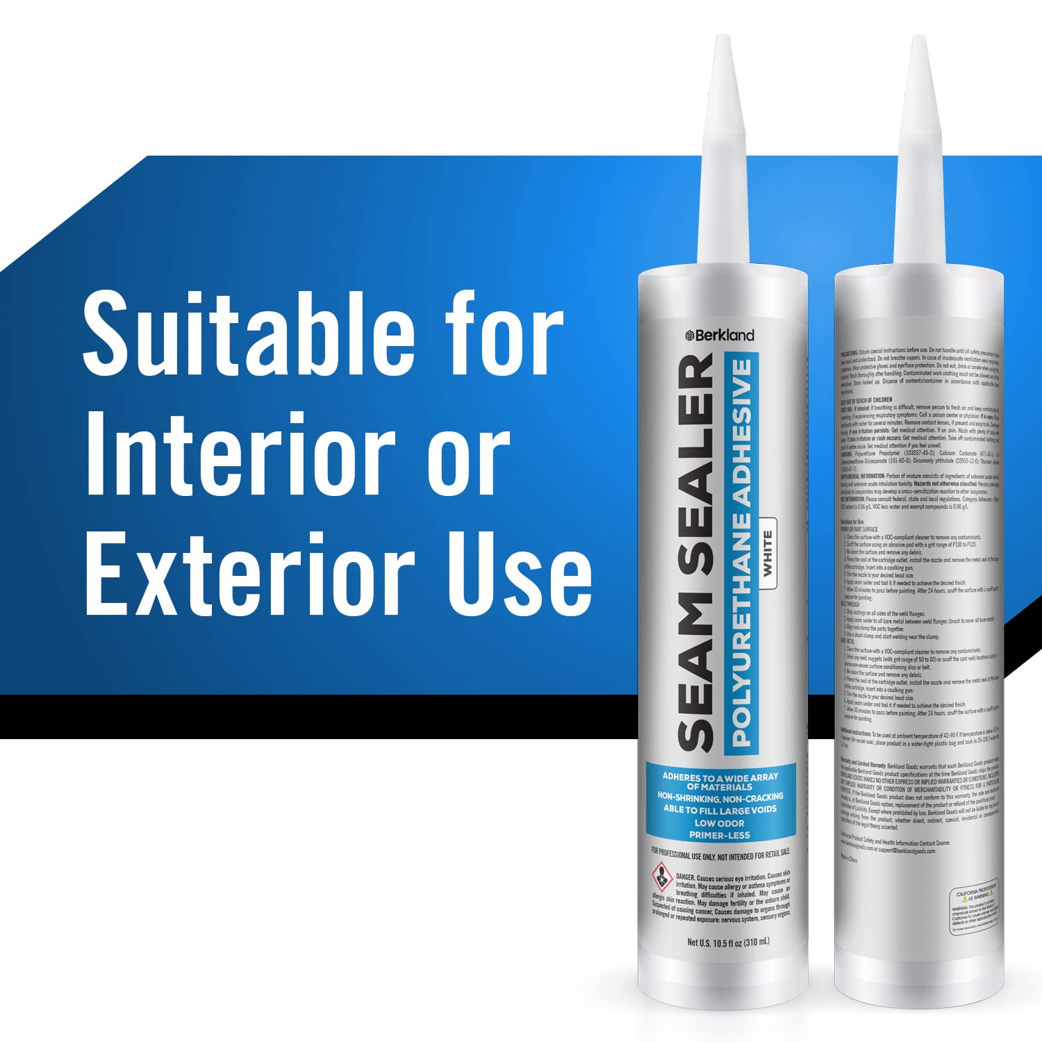 Bonds to bare primed and painted metal surfaces Berkland seam sealer