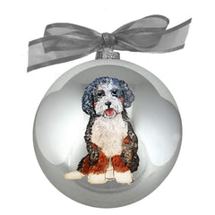 Bernedoodle Doodle Bernese Mountain Dog hand painted ornament