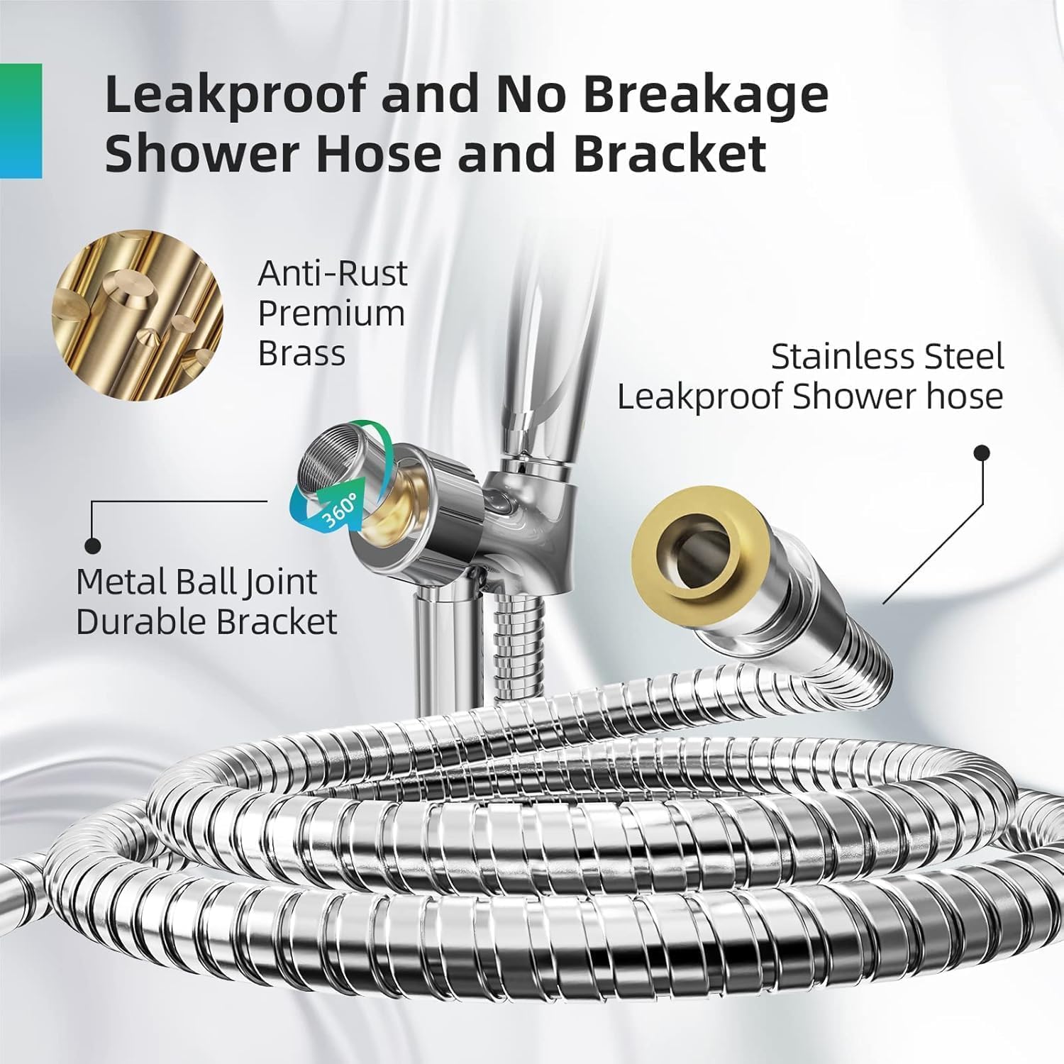 Leakproof shower hose design on BESAQUO head