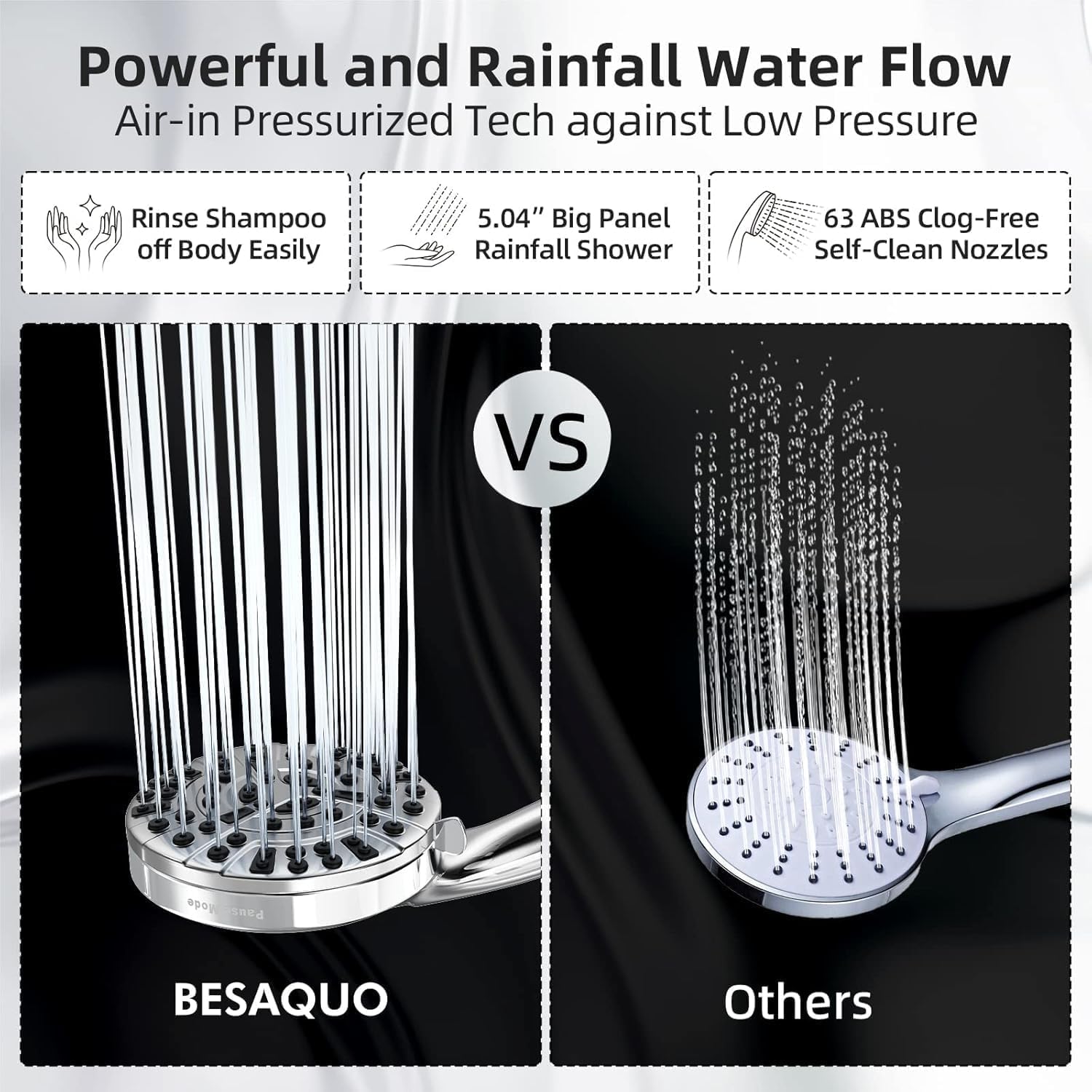 Handheld shower head with adjustable bracket and 6ft hose