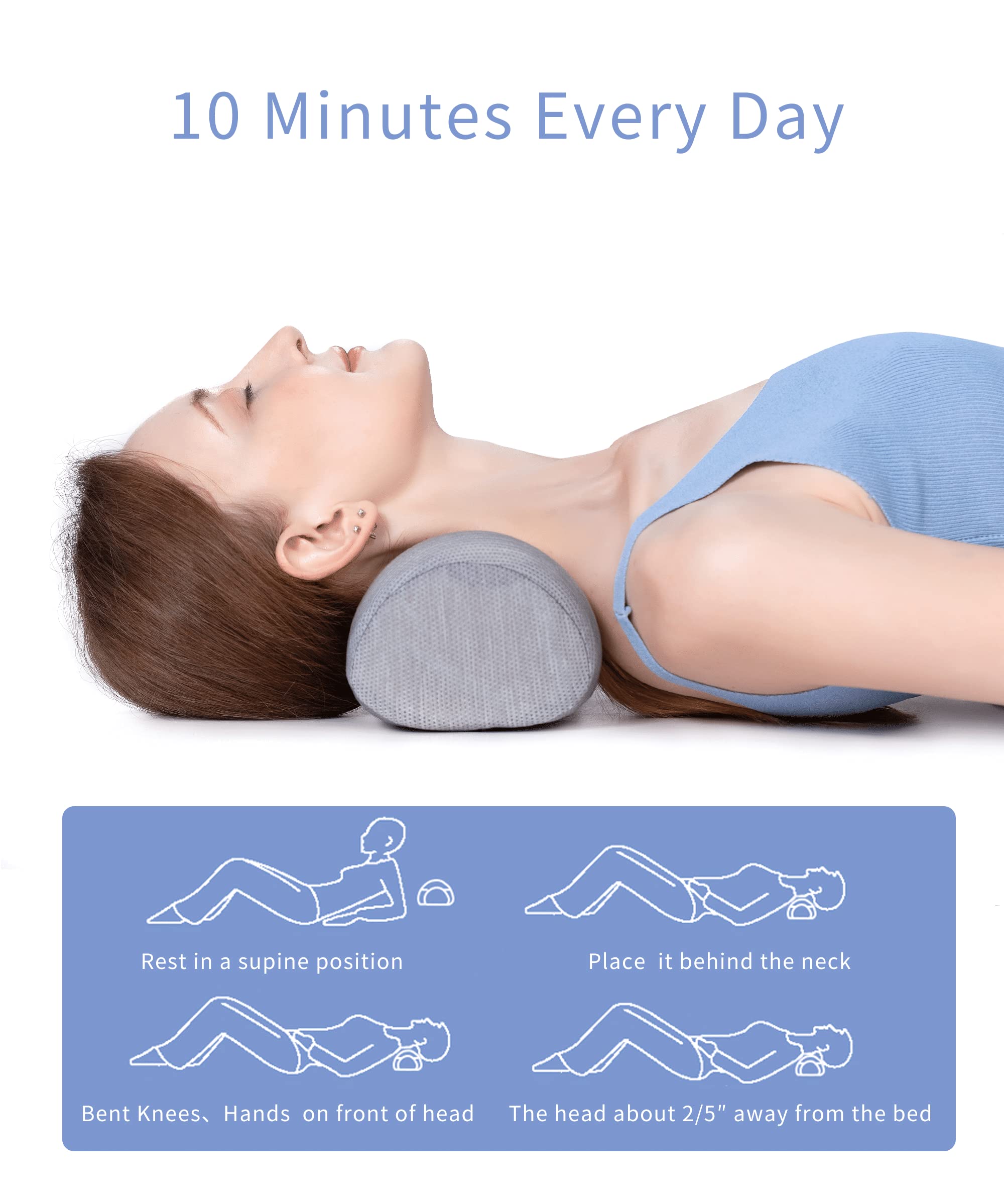Bespilow Small Neck Roll Pillow supine use illustration