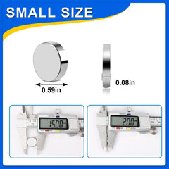 Brushed nickel silver small magnet 15x2mm 30 pack