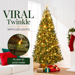 Pre-decorated artificial tree with pinecones and berries by Best Choice