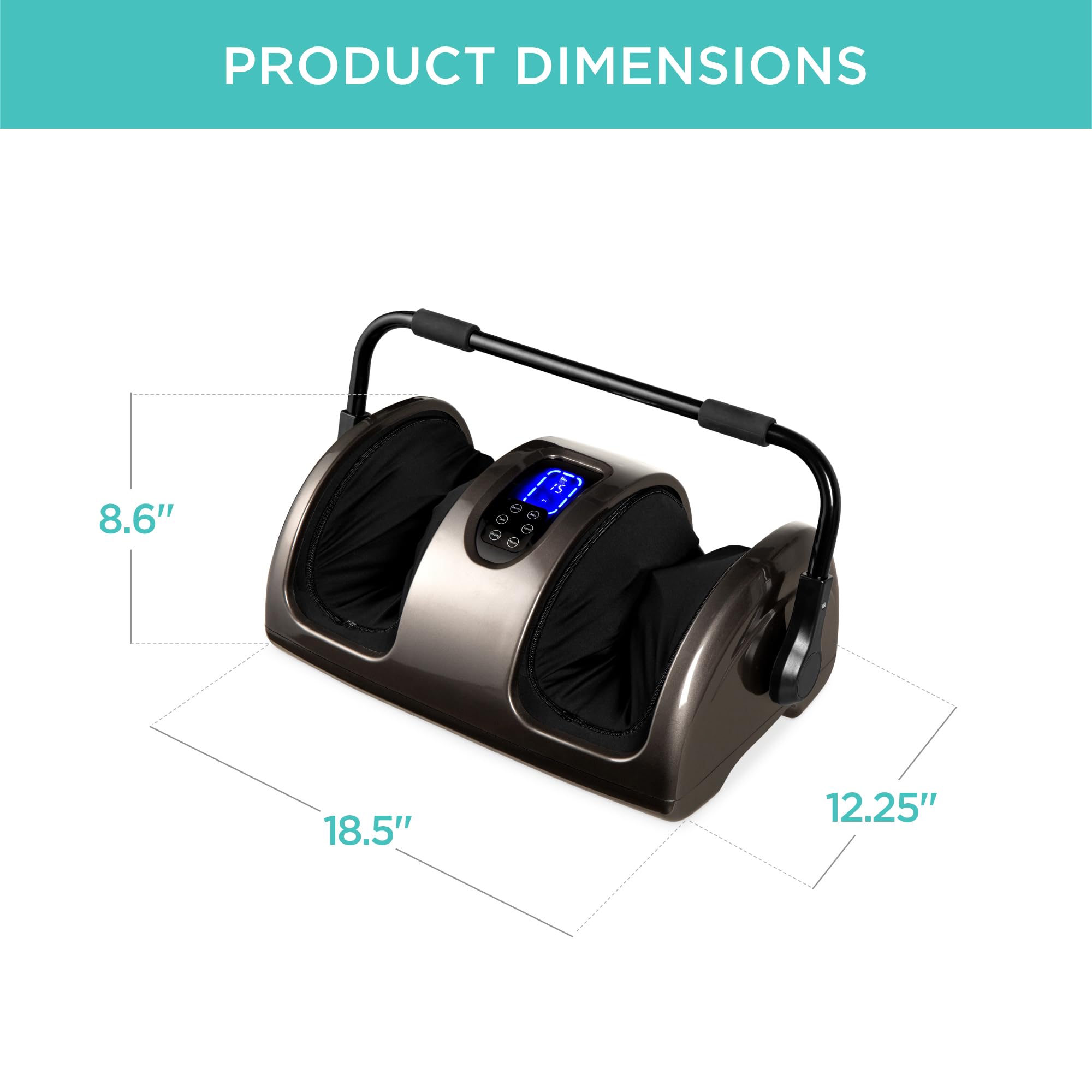 Dimensions 18.5 x 12.25 x 8.6 inches for Best Choice Products Shiatsu Foot Massager