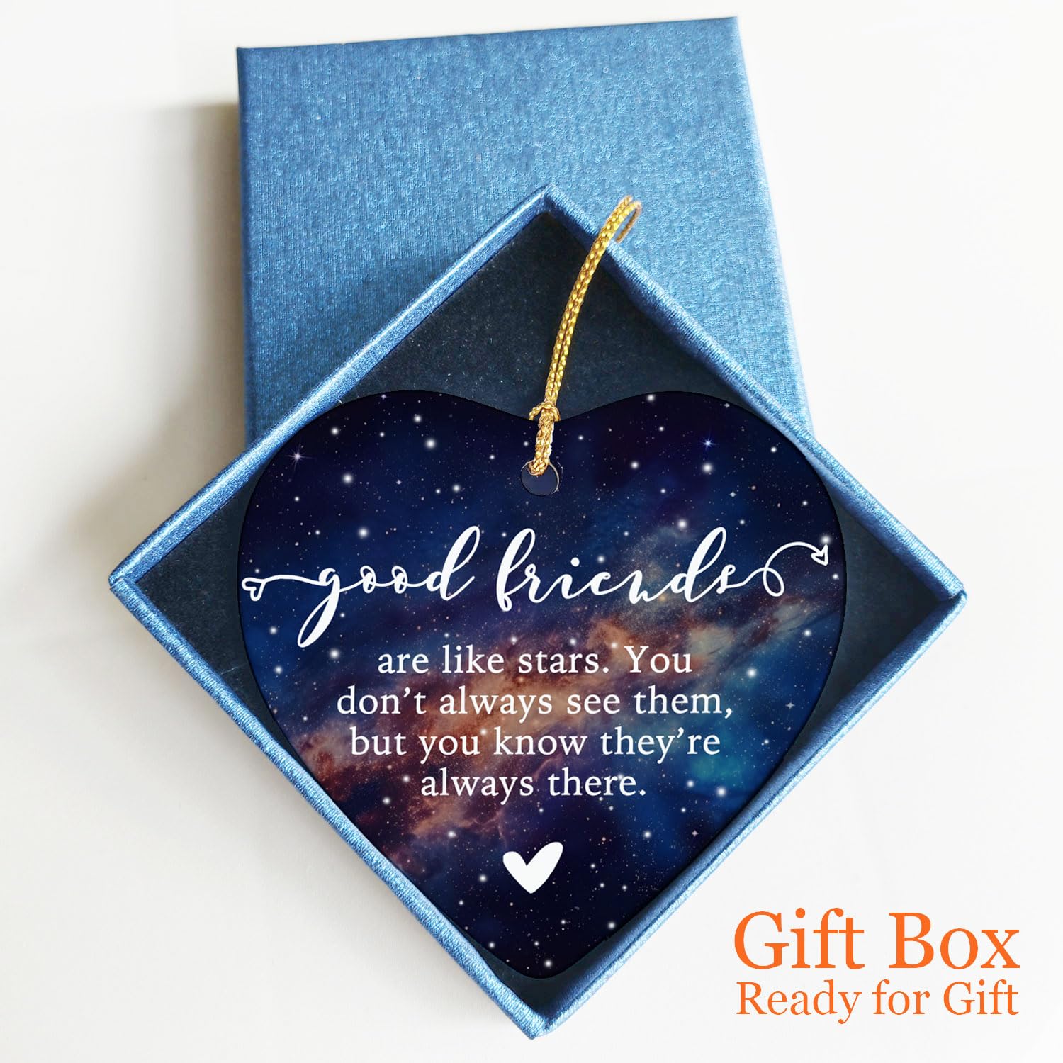 Best friend ornament with star design and golden string