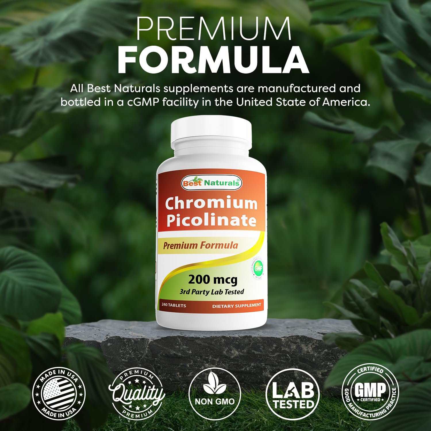 Chromium picolinate tablet 200 mcg 240 count label