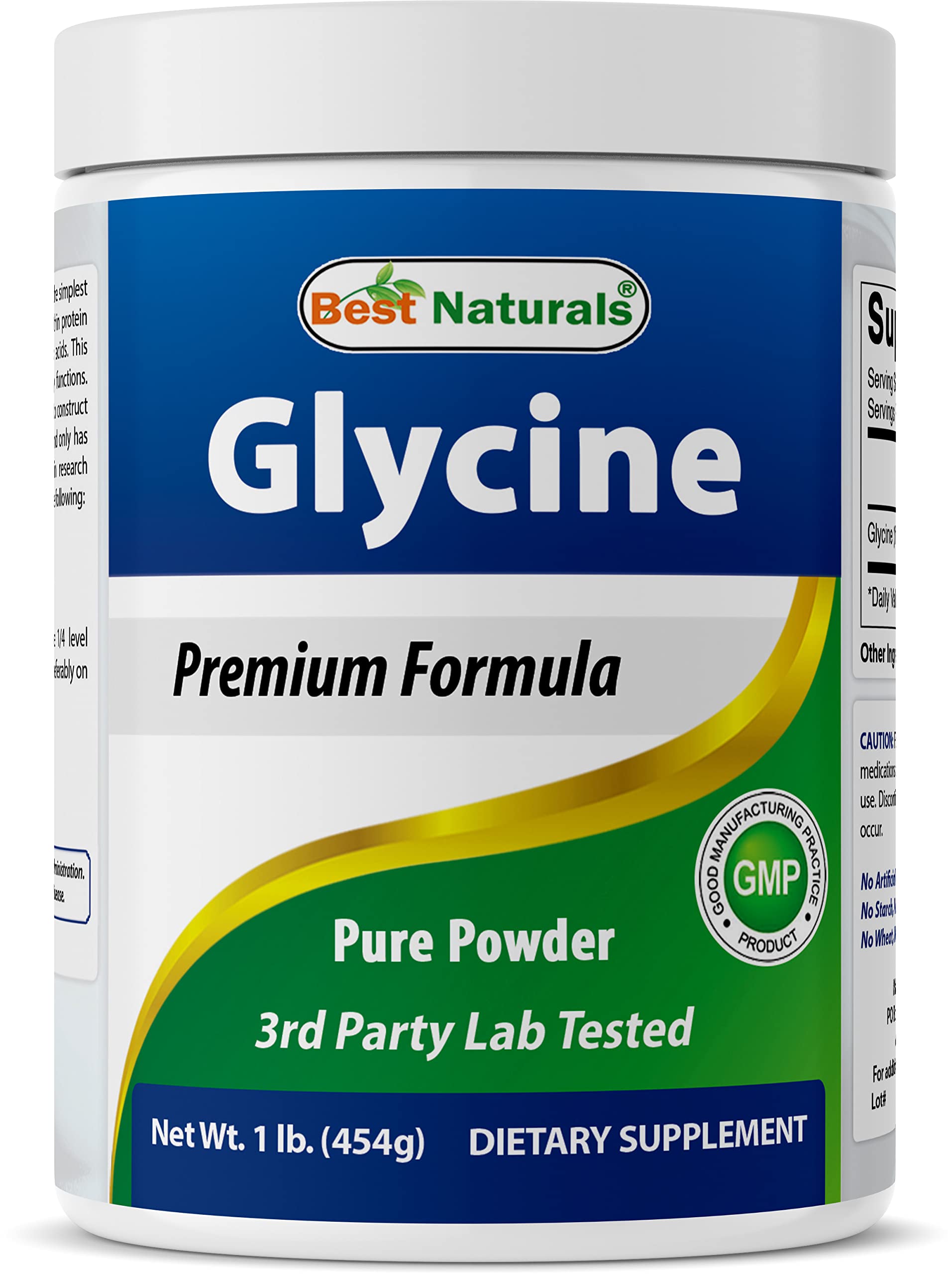 Best Naturals Glycine Powder 1 lb container label