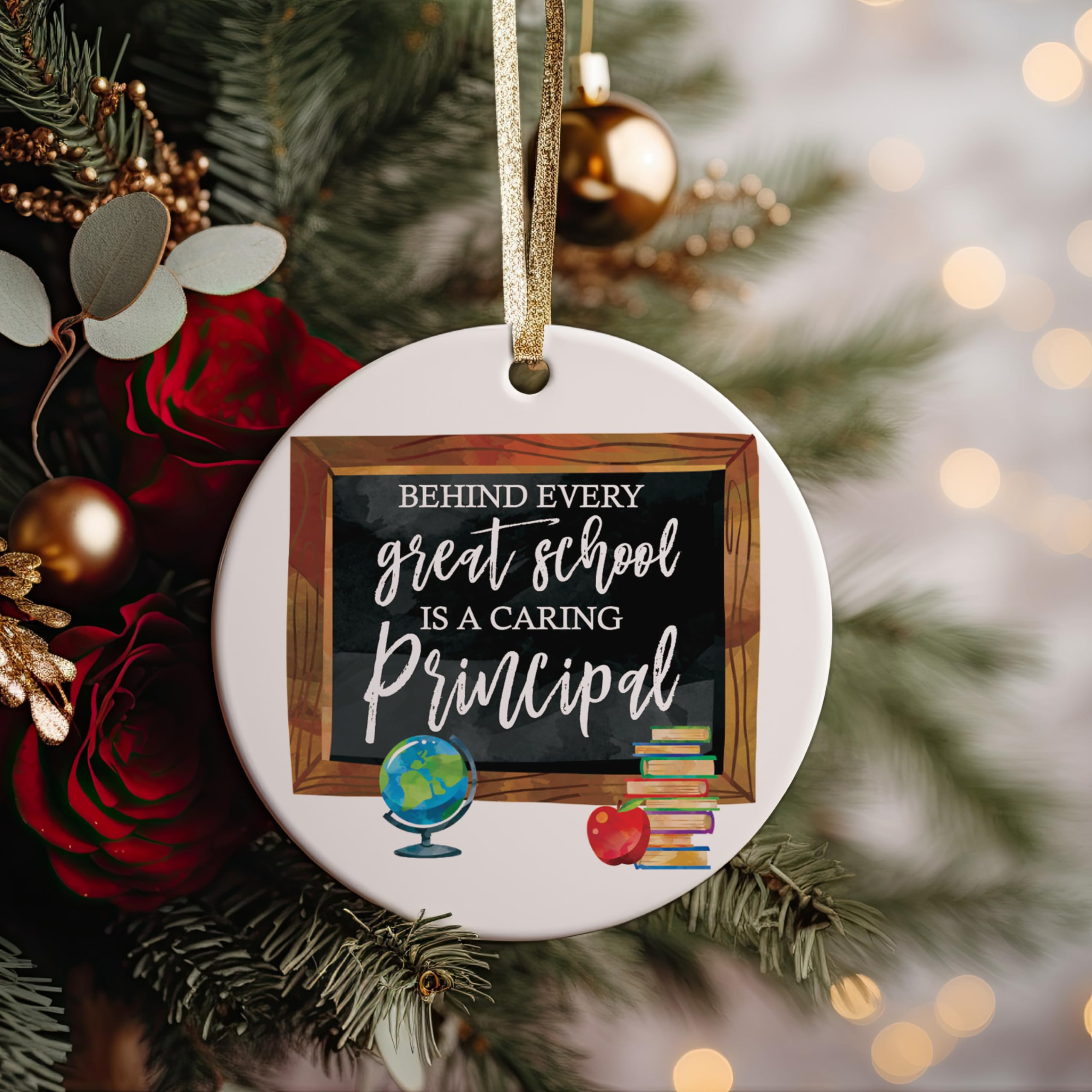 Best Principal Ever ceramic ornament close up