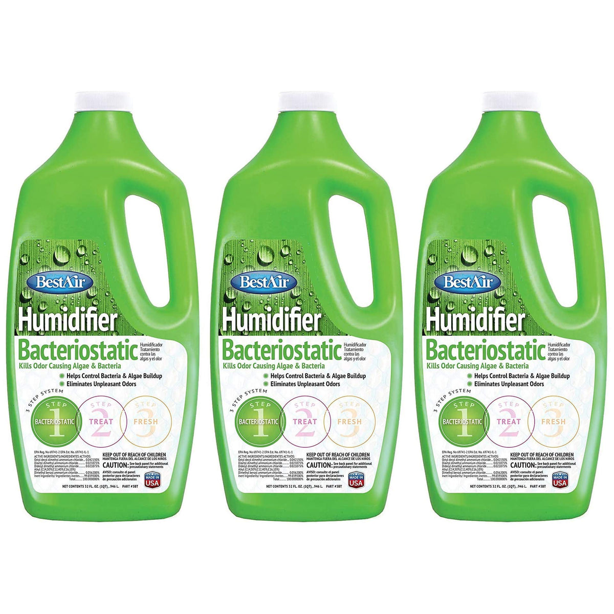 BestAir 3BT Original Humidifier Water Treatment bottle label