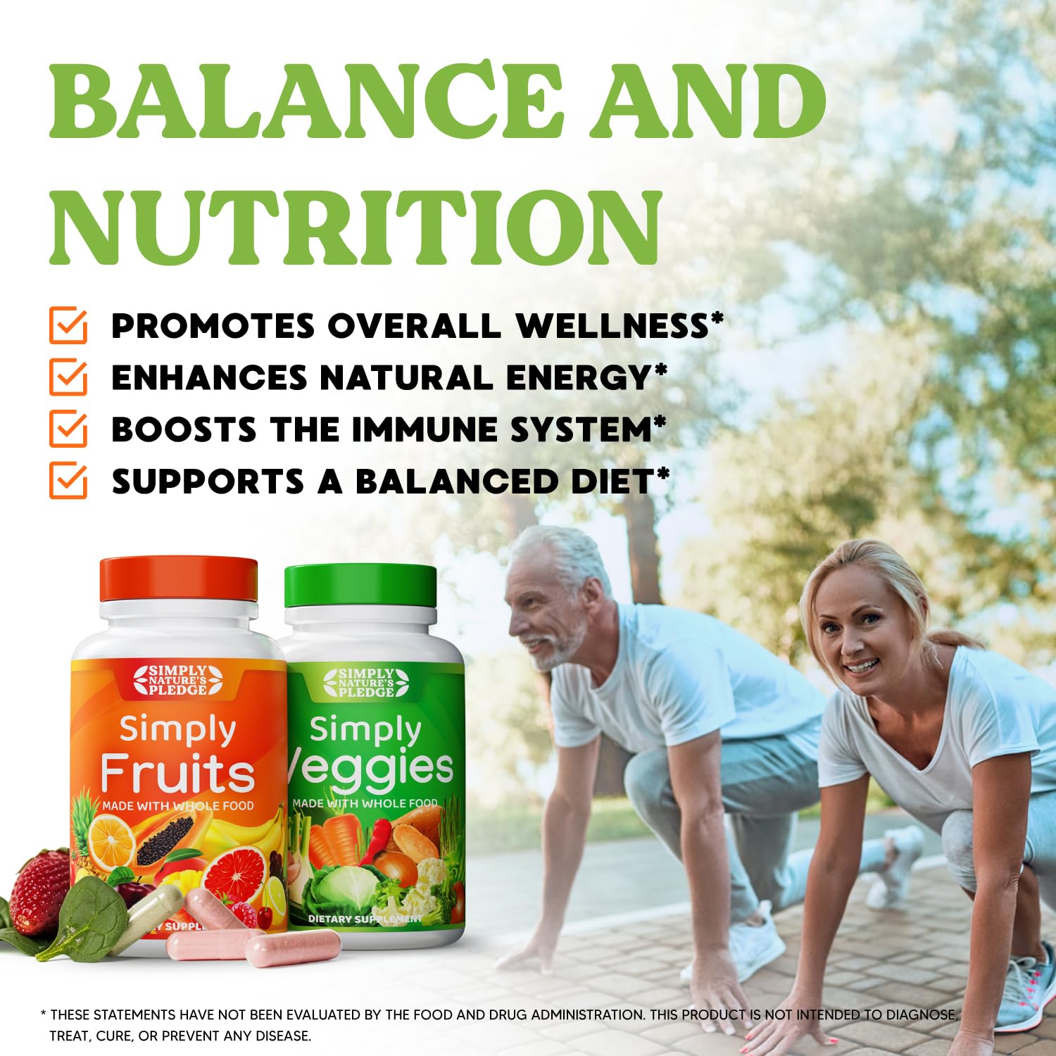 Beta carotene focus in Simply Nature's Pledge supplement packaging