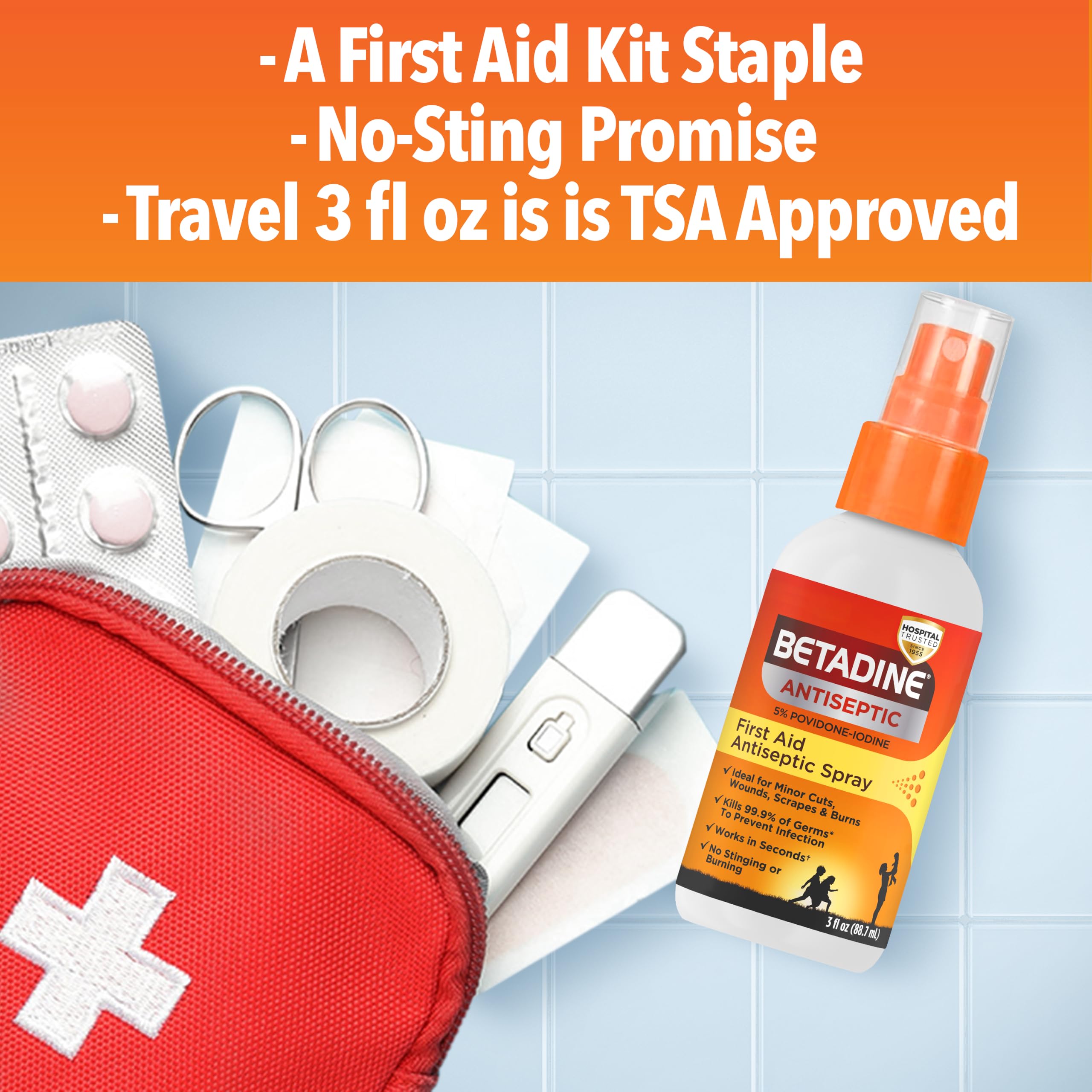 Travel size Betadine antiseptic spray 3 oz