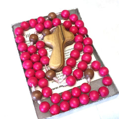 Securely knotted white cord rosary