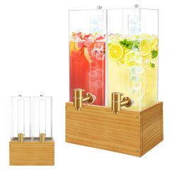 Beverage Dispenser with Stand on wood base