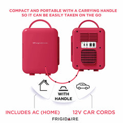 Mini fridge with carrying handle and locking latch