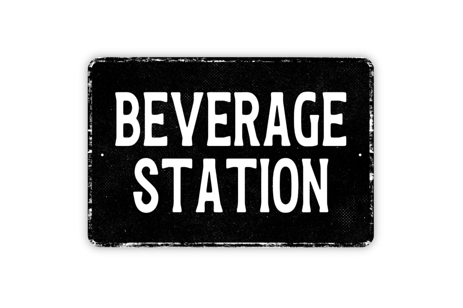 Beverage Station metal sign with vintage black and white design