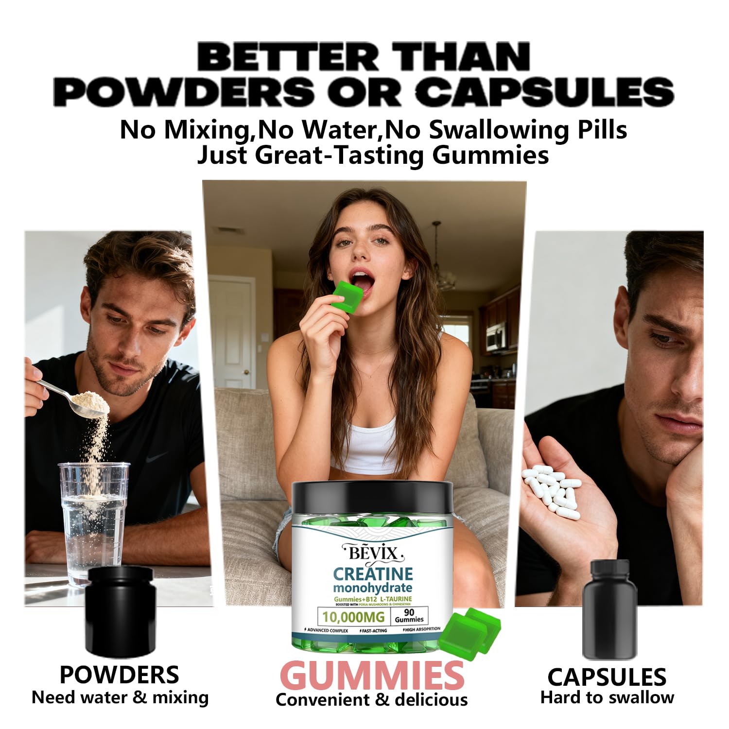 Vegan clean BEVIX Creatine Gummies daily serving